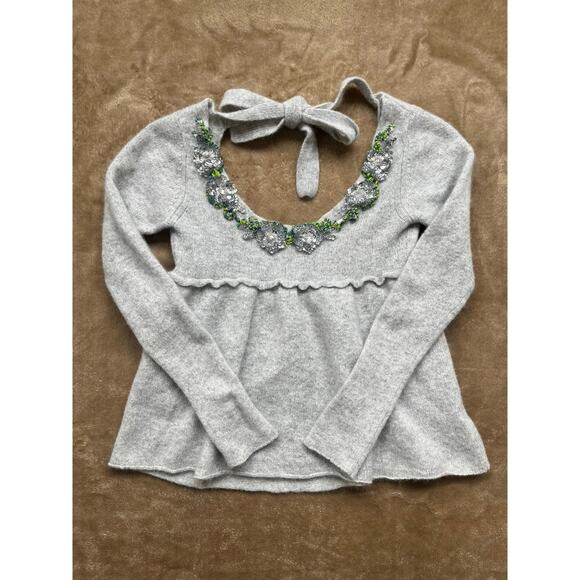 Free People Angora/Wool Gray Open Back Sequins Sweater Women’s Size Small - Picture 1 of 7